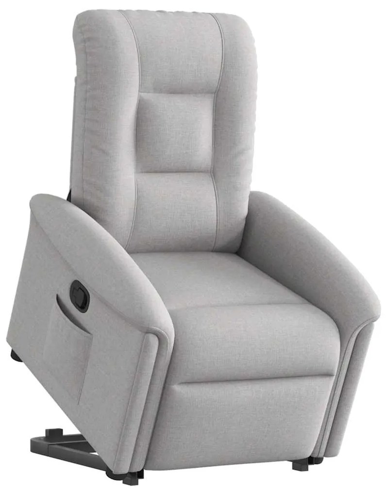 vidaXL Poltrona reclinável elevatória tecido cinzento-nublado