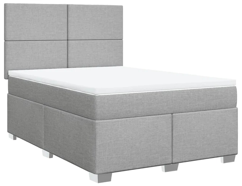 Cama com molas/colchão 140x190 cm tecido cinzento-claro