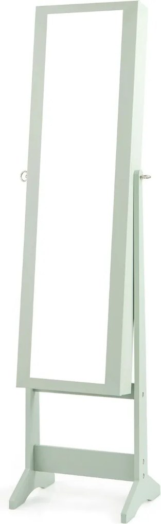 Armário para joias com espelho de corpo inteiro  35 x 30 x 144 cm e 3 ângulos ajustáveis Organizador de joias 2 em 1 Verde