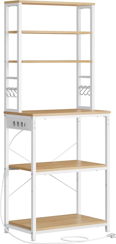 Armário de cozinha com tomadas 40 x 60 x 167 cm cor de carvalho e branco