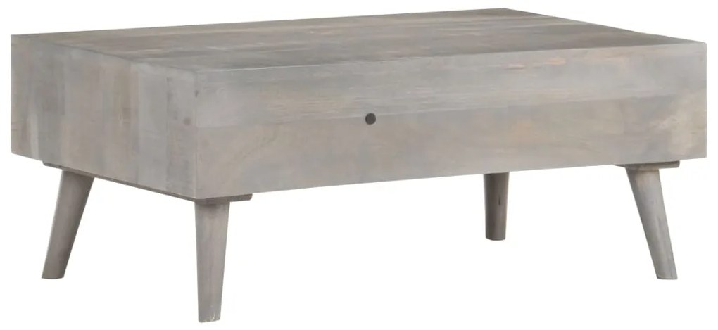 Mesa de centro 100x60x40 cm mangueira maciça áspera cinzento