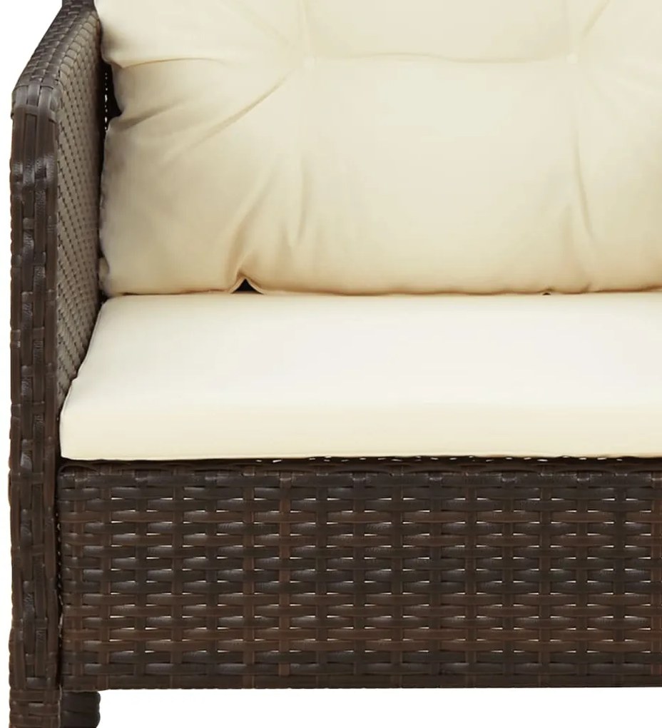 5 pcs conjunto lounge jardim c/ almofadões vime PE castanho