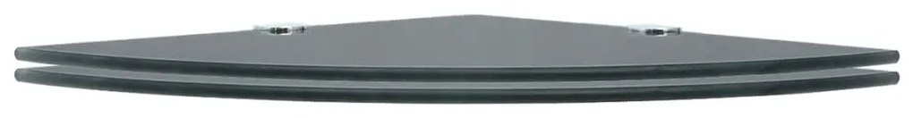Prateleiras canto 2 pcs suportes cromados 35x35cm vidro preto