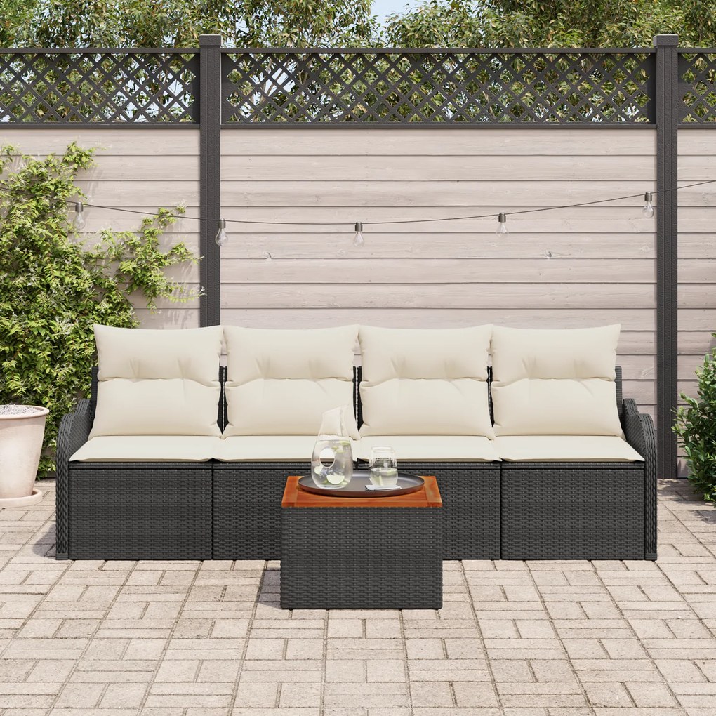 Conjunto de Sofá de Jardim vidaXL de 5 Peças com Almofadas Rattan Pret