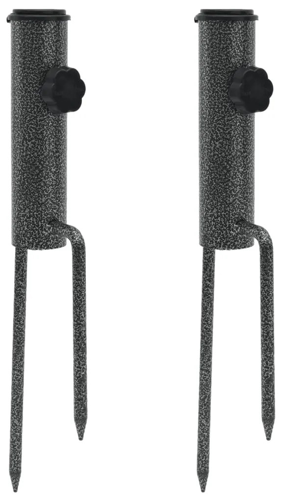 vidaXL Suportes de guarda-sol c/ espigões 2 pcs 9x35cm aço galvanizado
