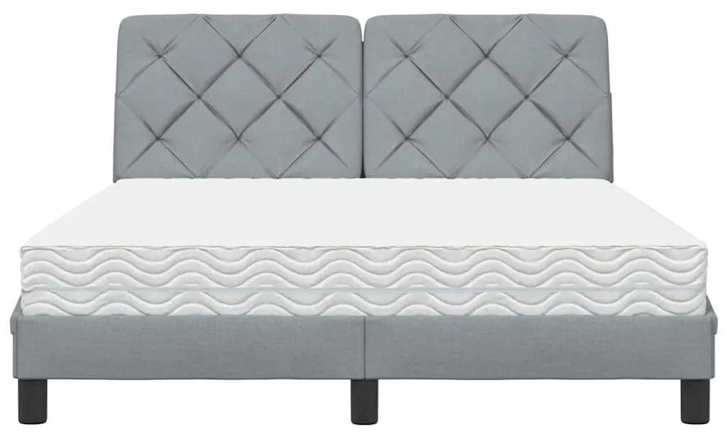 Cama com colchão 140x200 cm tecido cinzento-claro