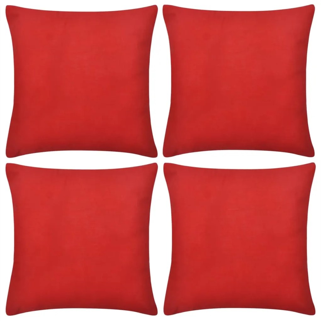Capas de almofada algodão 4 pcs 80 x 80 cm vermelho