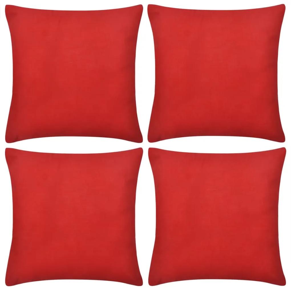Capas de almofada algodão 4 pcs 80 x 80 cm vermelho