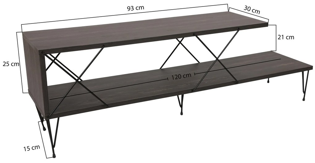 Móvel TV Street – Castanho Escuro – 120 cm x 40 cm x 30 cm
