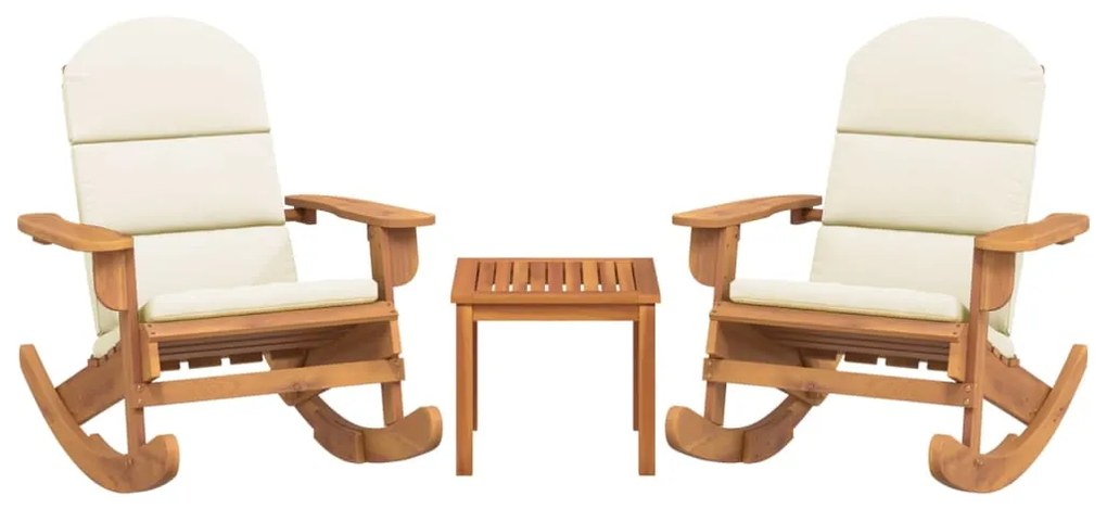3 pcs conjunto lounge de jardim Adirondack acácia maciça