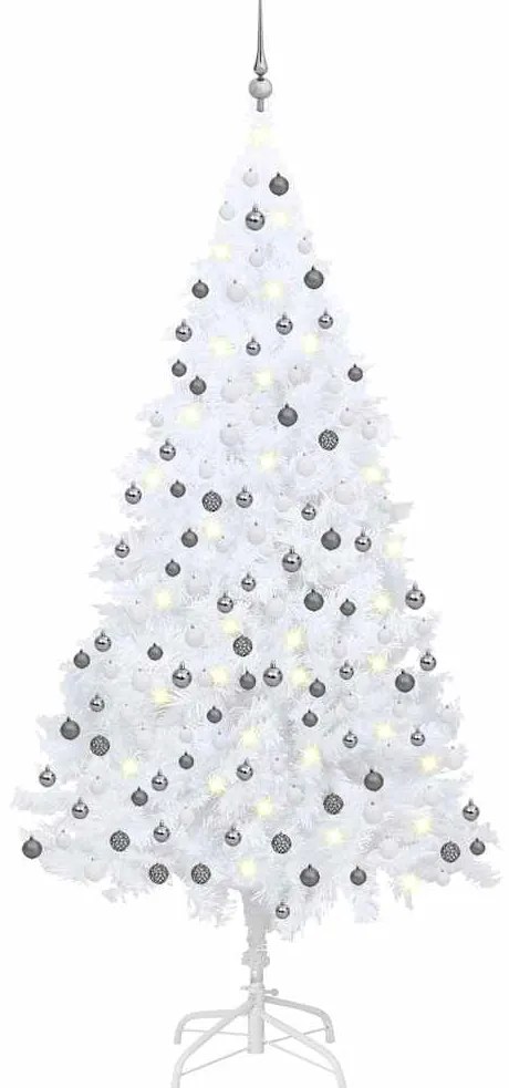 vidaXL Árvore Natal artificial pré-iluminada c/ bolas branco