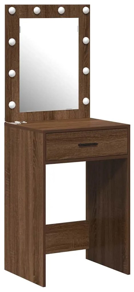 Mesa de Maquiagem vidaXL com Luzes LED Castanho Carvalho 50x41x135 cm