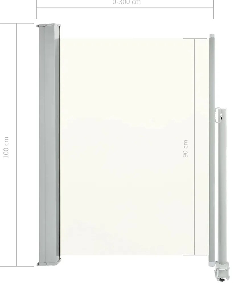 Toldo lateral retrátil para pátio 100x300 cm creme