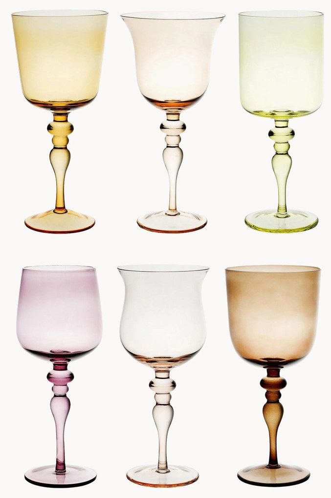Copos de vinho artesanais Goblet, conjunto de 6
