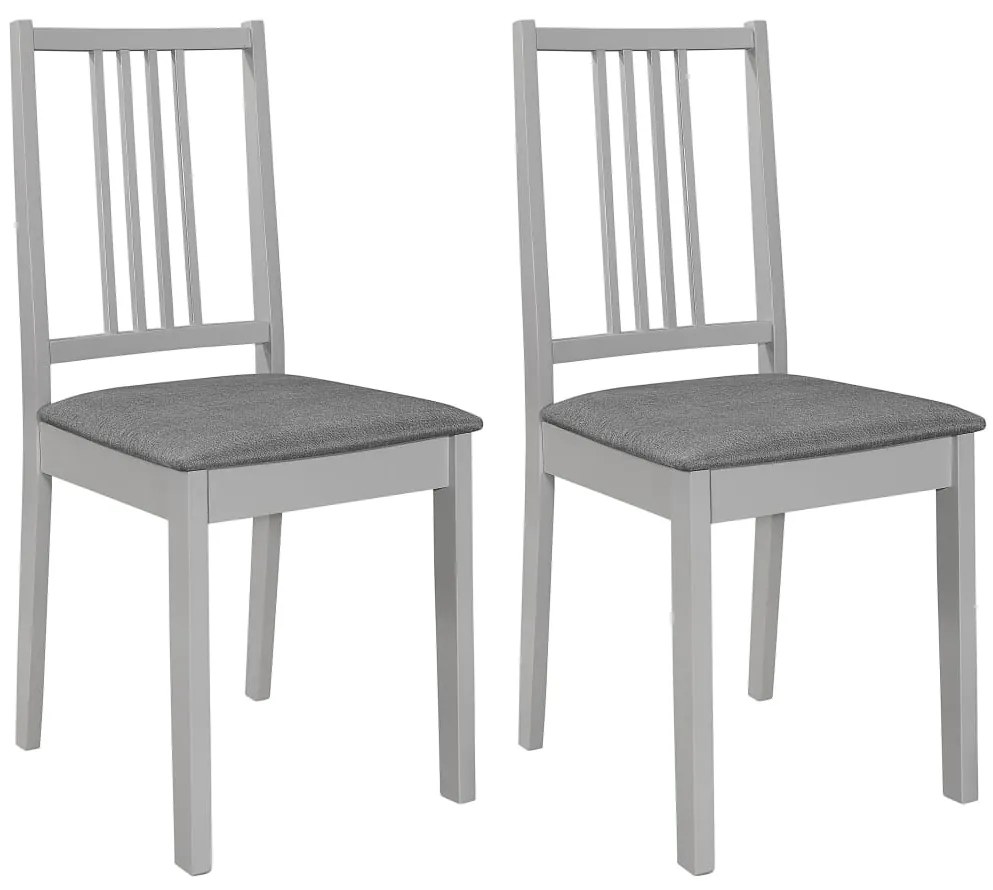 Cadeiras de jantar com almofadões 2 pcs madeira maciça cinzento