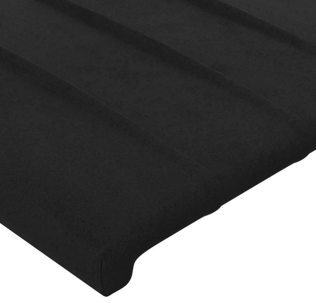 Cabeceira de cama c/ luzes LED veludo 147x16x118/128 cm preto