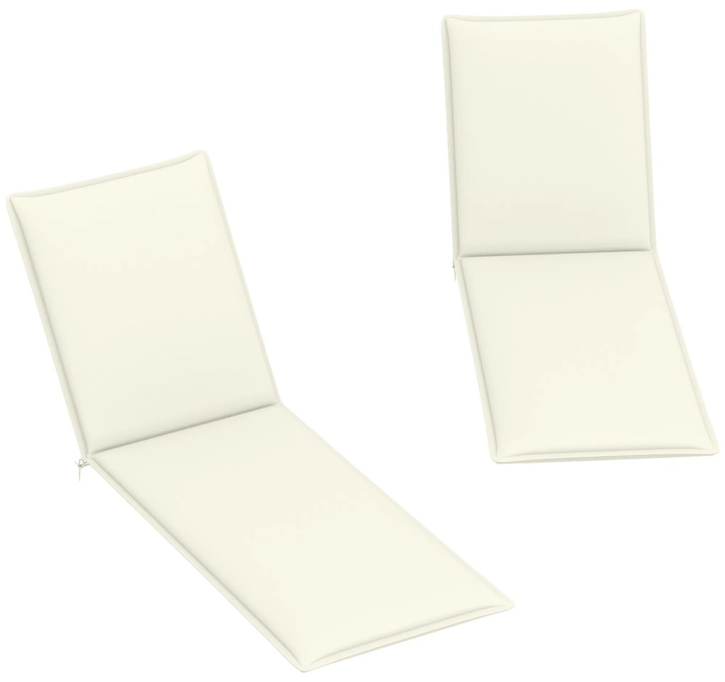 Outsunny Conjunto de 2 Almofadas para Espreguiçadeira Dobráveis 193x58x6 cm com Correias de Sujeição Creme