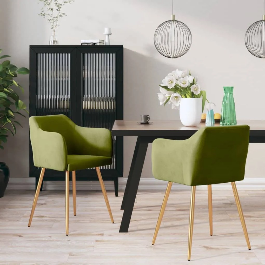vidaXL Cadeiras de jantar 2 pcs veludo verde-claro
