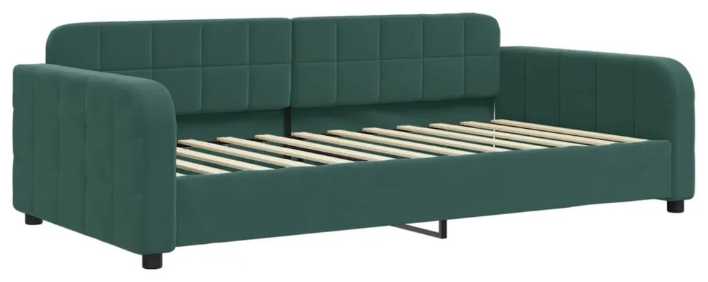 Sofá-cama com colchão 90x200 cm veludo verde-escuro