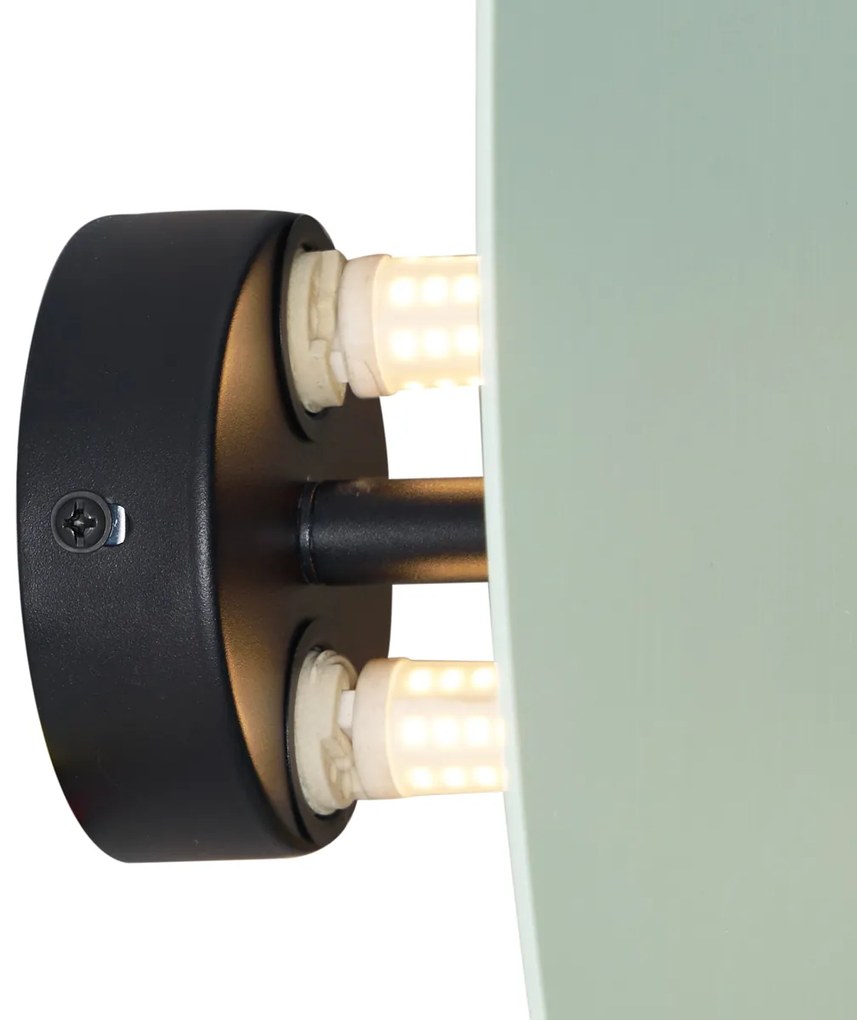 Candeeiro de parede de design verde orgânico 32cm 2-luzes - Pulley