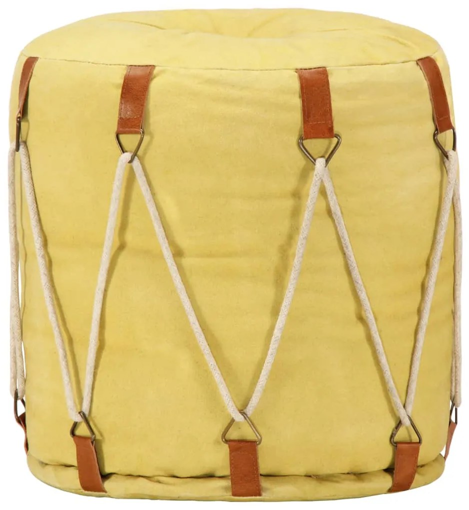 vidaXL Pufe 40x40 cm lona de algodão amarelo