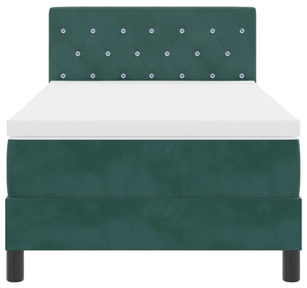 Cama Box com Colchão vidaXL Verde Escuro Veludo Solteiro