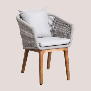 Pack De 4 Cadeiras De Jardim Em Madeira De Acácia E Corda Entrançada Barker Cinzento Glaciar - Sklum