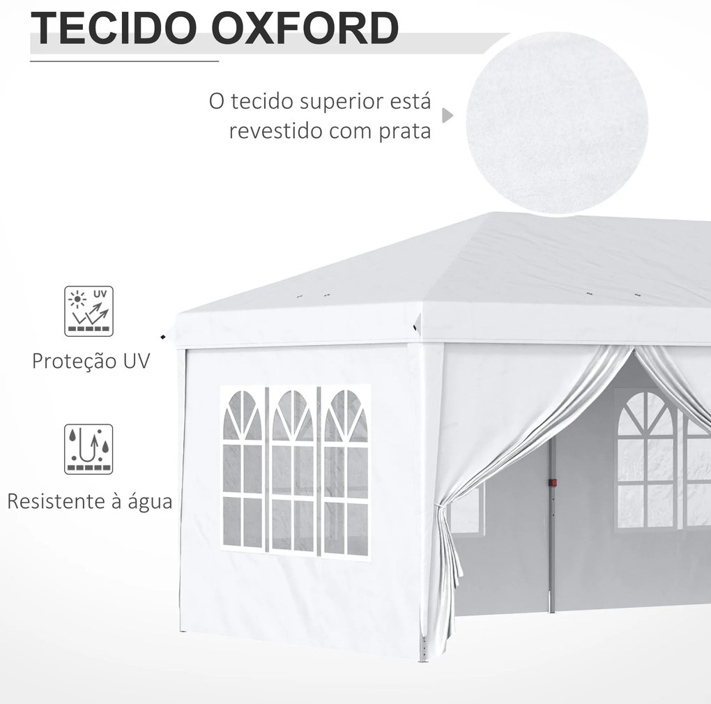 Outsunny Tenda para Festas 585x295x270 cm com Paredes Laterais Amovíve