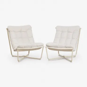 Pack De 2 Cadeirões De Jardim Em Aço Zaylon Tecido Gardénia Branco - Sklum