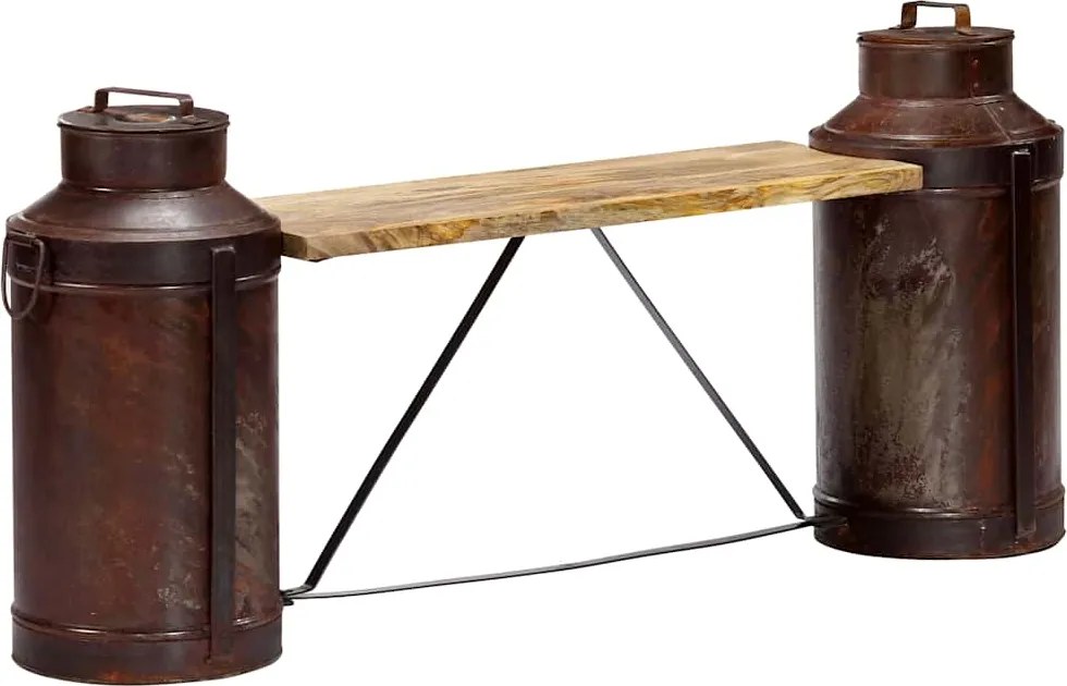 vidaXL Banco vasilhas de leite 150x33x64cm madeira de mangueira maciça