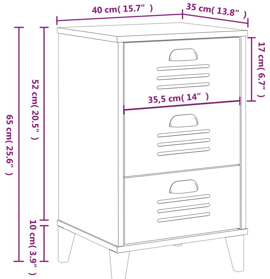 Mesa de cabeceira VIKEN derivados de madeira cinzento antracite