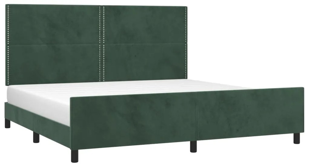 Estrutura de cama sem colchão 200x200 cm veludo verde-escuro