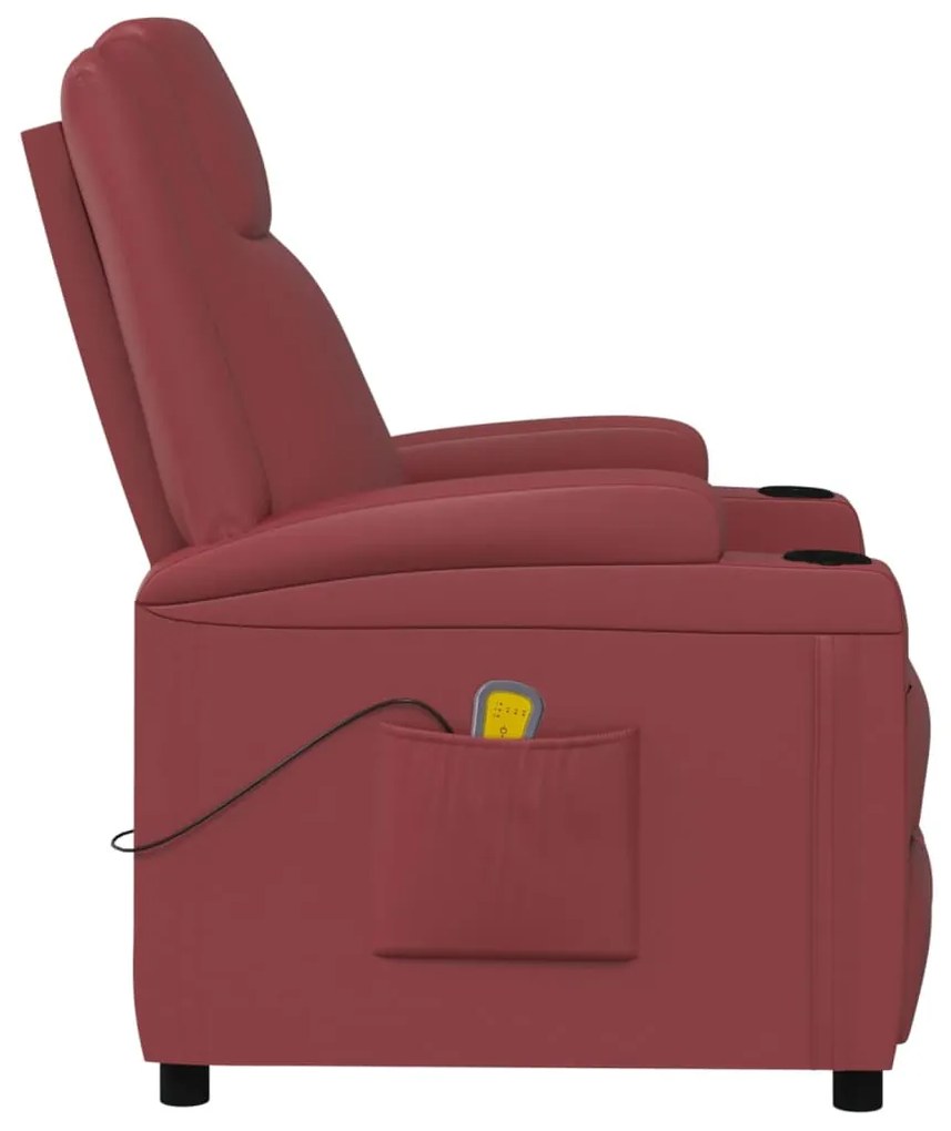Cadeira de massagens couro artificial vermelho tinto