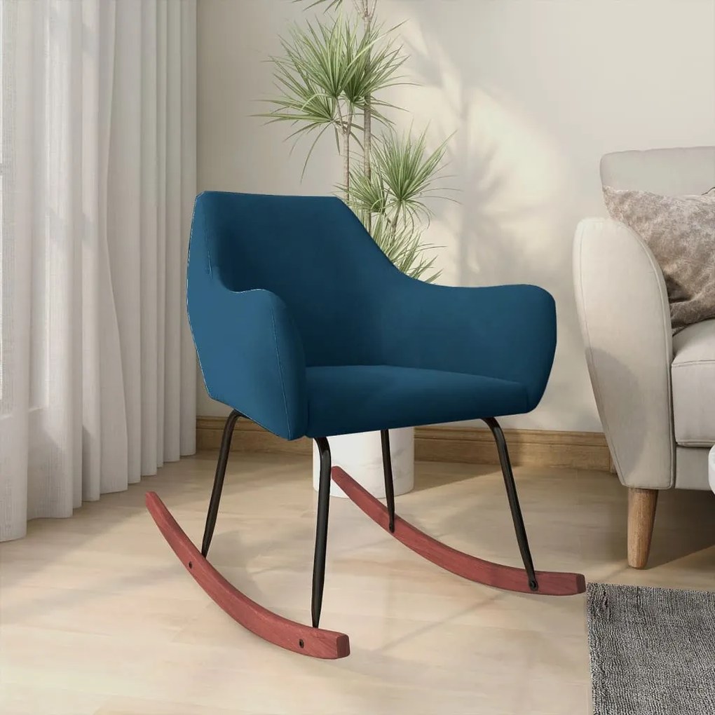 vidaXL Cadeira de baloiço veludo azul