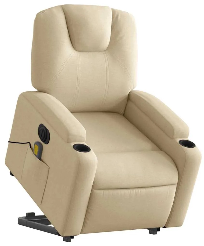 Poltrona elétrica elevatória massagens tecido creme