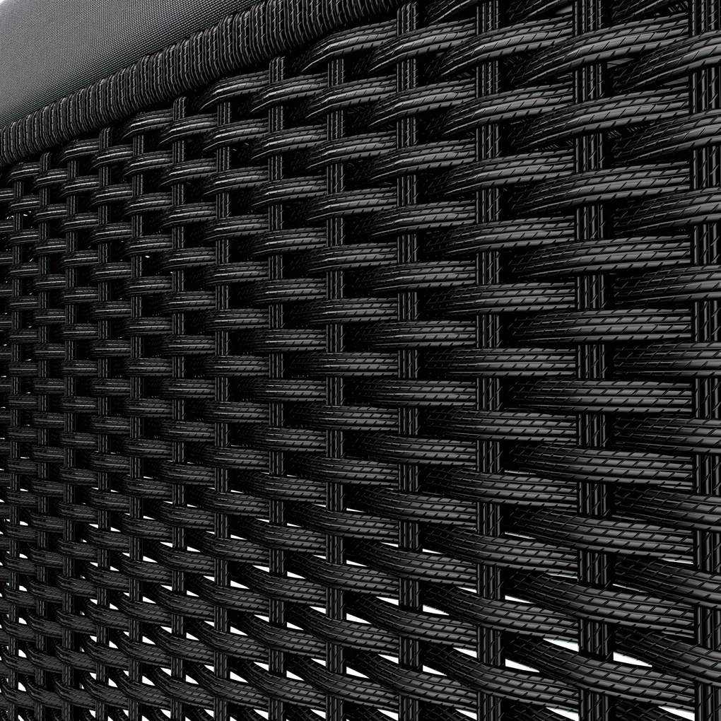 Espreguiçadeira de jardim Polyrattan Preto/Antracite 200x115x33cm