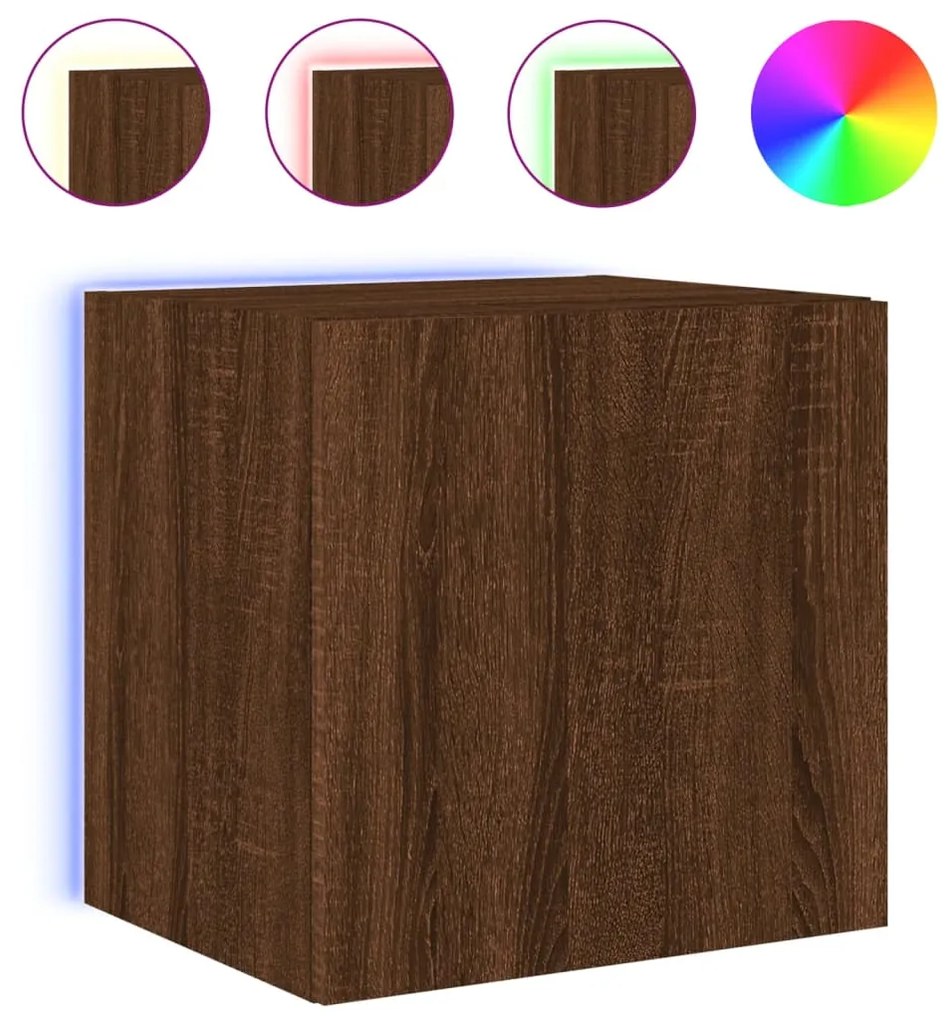 Móveis de parede para TV com luzes LED 2 pcs carvalho castanho