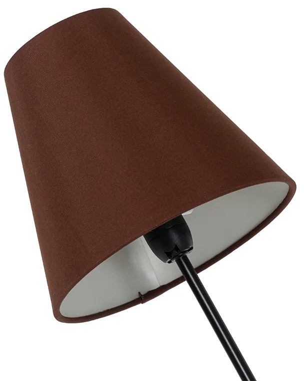 Candeeiro de pé design preto com abajures de tecido 3 luzes - Melis Moderno