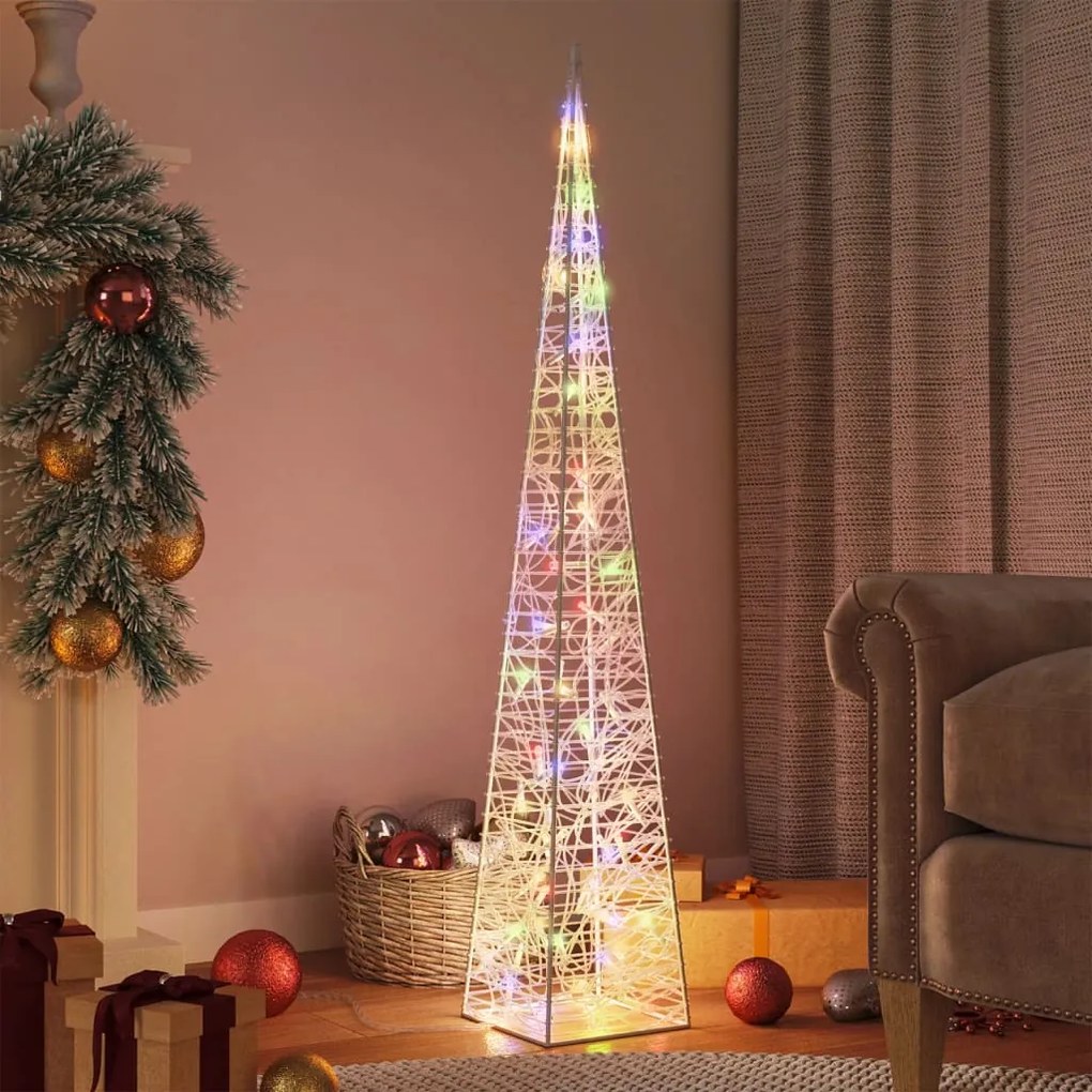 vidaXL Cone de iluminação decorativo c/ LEDs multicor acrílico 120 cm