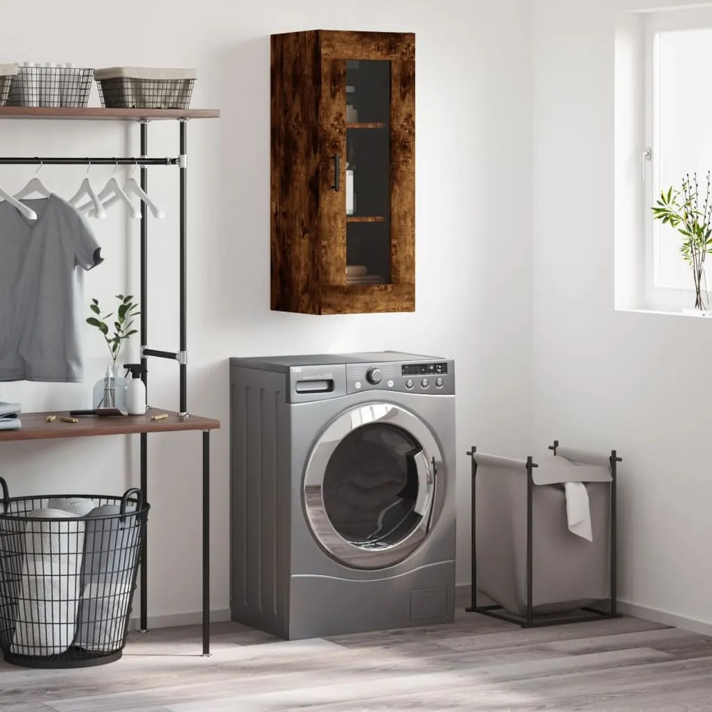 828921 vidaXL Armário de parede 34,5x34x90 cm carvalho fumado