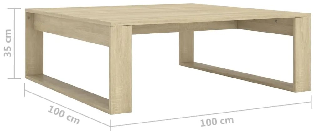 Mesa de centro 100x100x35 cm derivados madeira carvalho sonoma