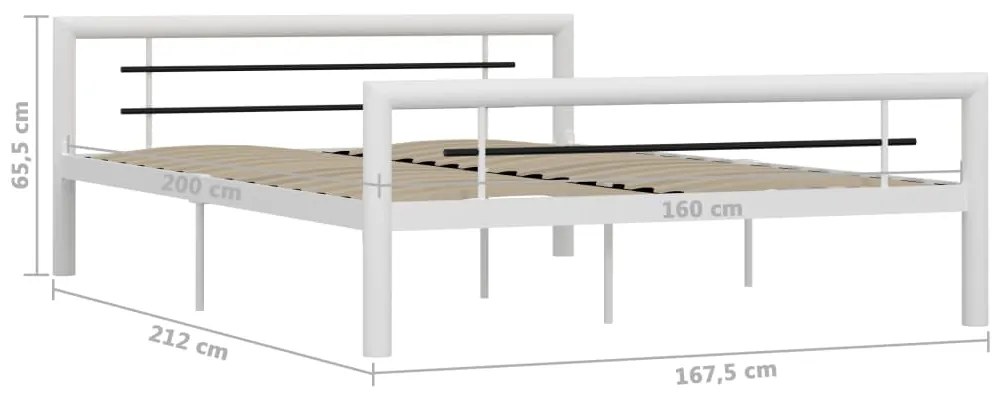 Estrutura de cama 160x200 cm metal branco e preto
