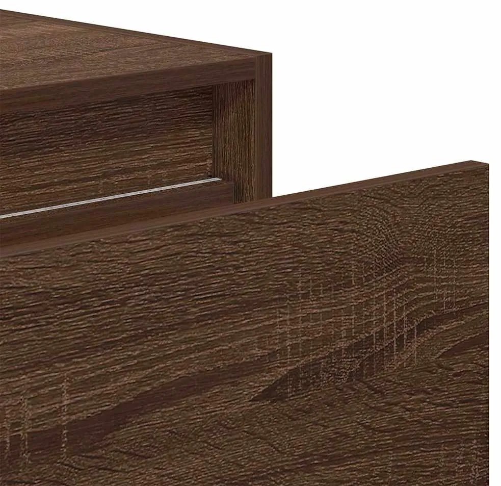 Mesa de cabeceira de parede com luzes LED carvalho castanho