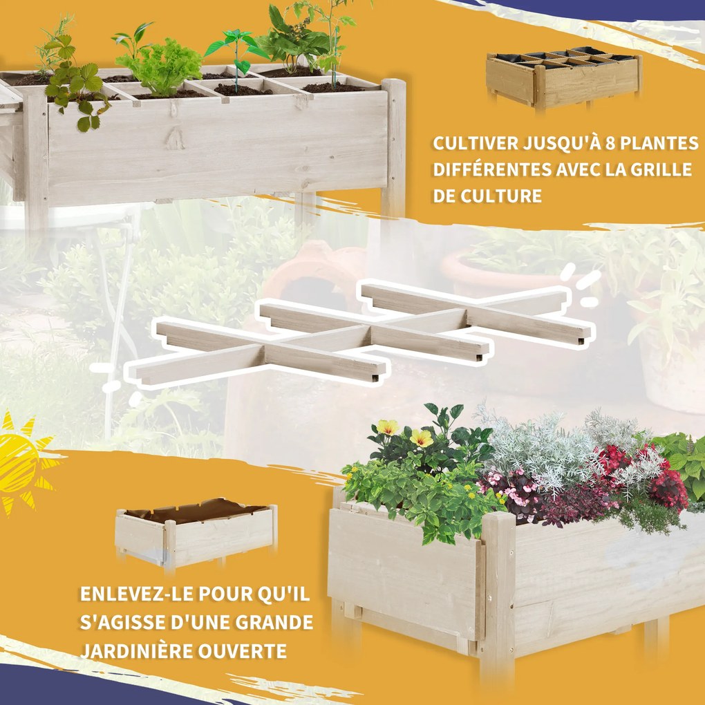 Floreira com pés - Horta sobre rodas - prateleira, prateleira rebatível, insertos de irrigação, feltro de drenagem 123 x 54 x 87 cm