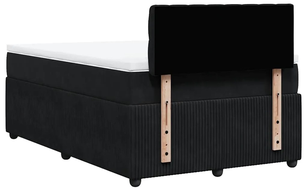 Cama boxspring com colchão 120x200 cm veludo preto