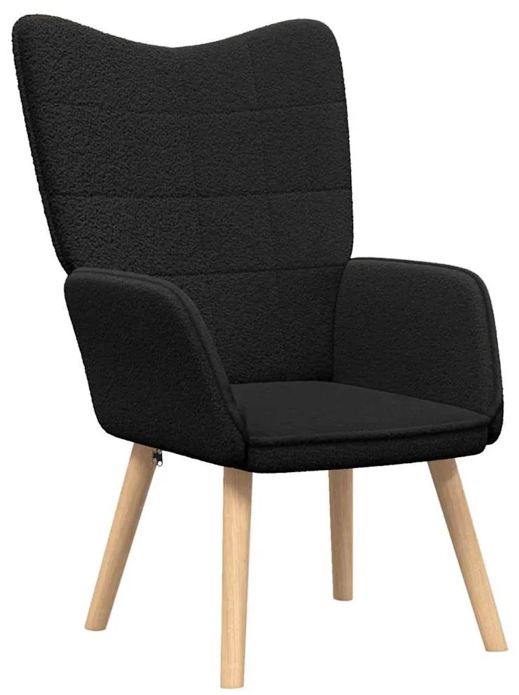 Poltrona Relaxante vidaXL Preto em Tecido Tipo Lã Enrolada
