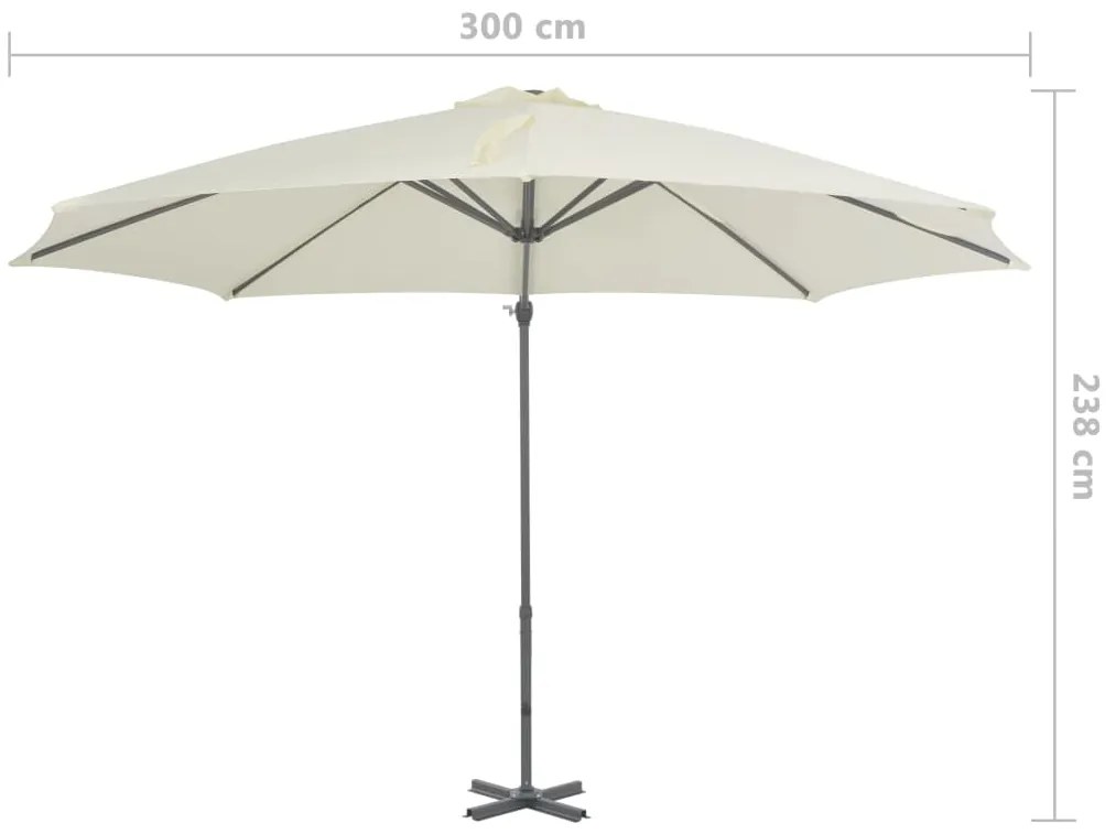 Guarda-sol cantilever c/ poste alumínio 300 cm cor areia