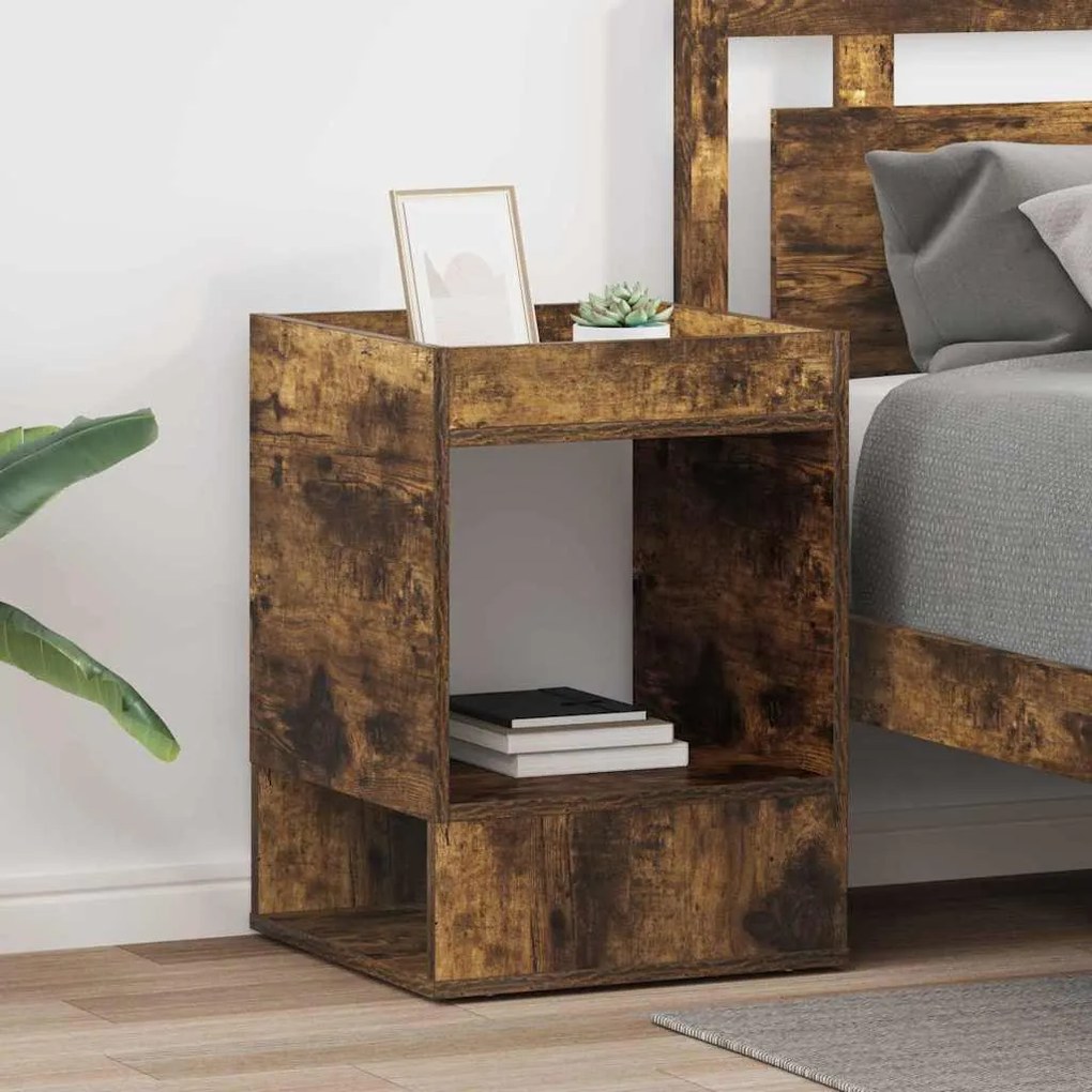 vidaXL Mesa de apoio 2 pcs Carvalho Defumado 40 x 40 x 56 cm