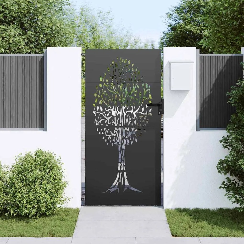 Portão de Jardim Preto 100 x 175 cm Aço com Revestimento em Pó