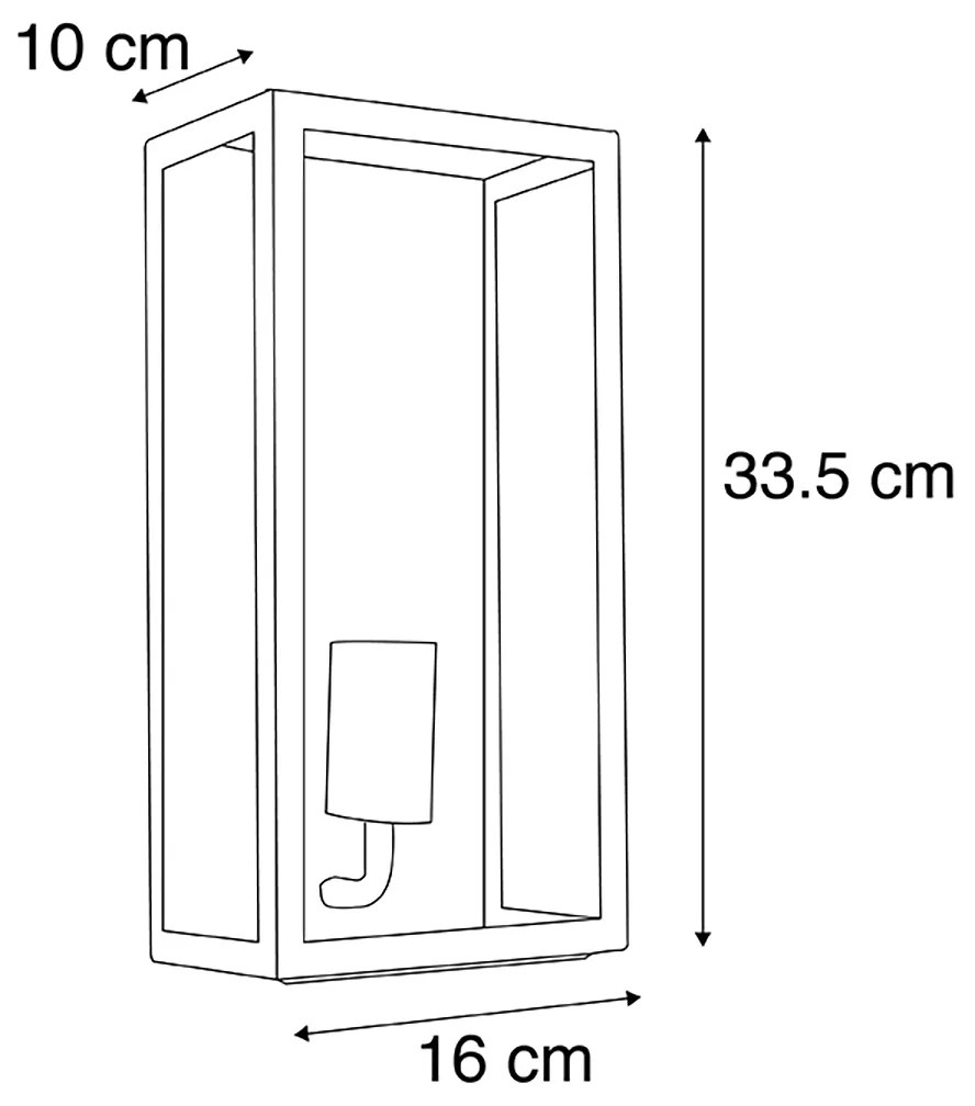 Conjunto de 2 candeeiros de parede de exterior preto IP44 com vidro - Rotterdam Moderno